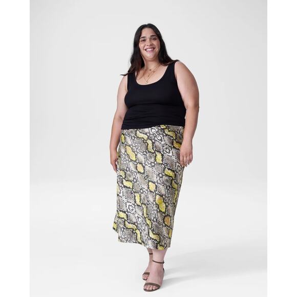 Universal Standard CeeCee Python Midi Bias‎ Skirt Satin Slip Style Size 24 - Picture 1 of 8